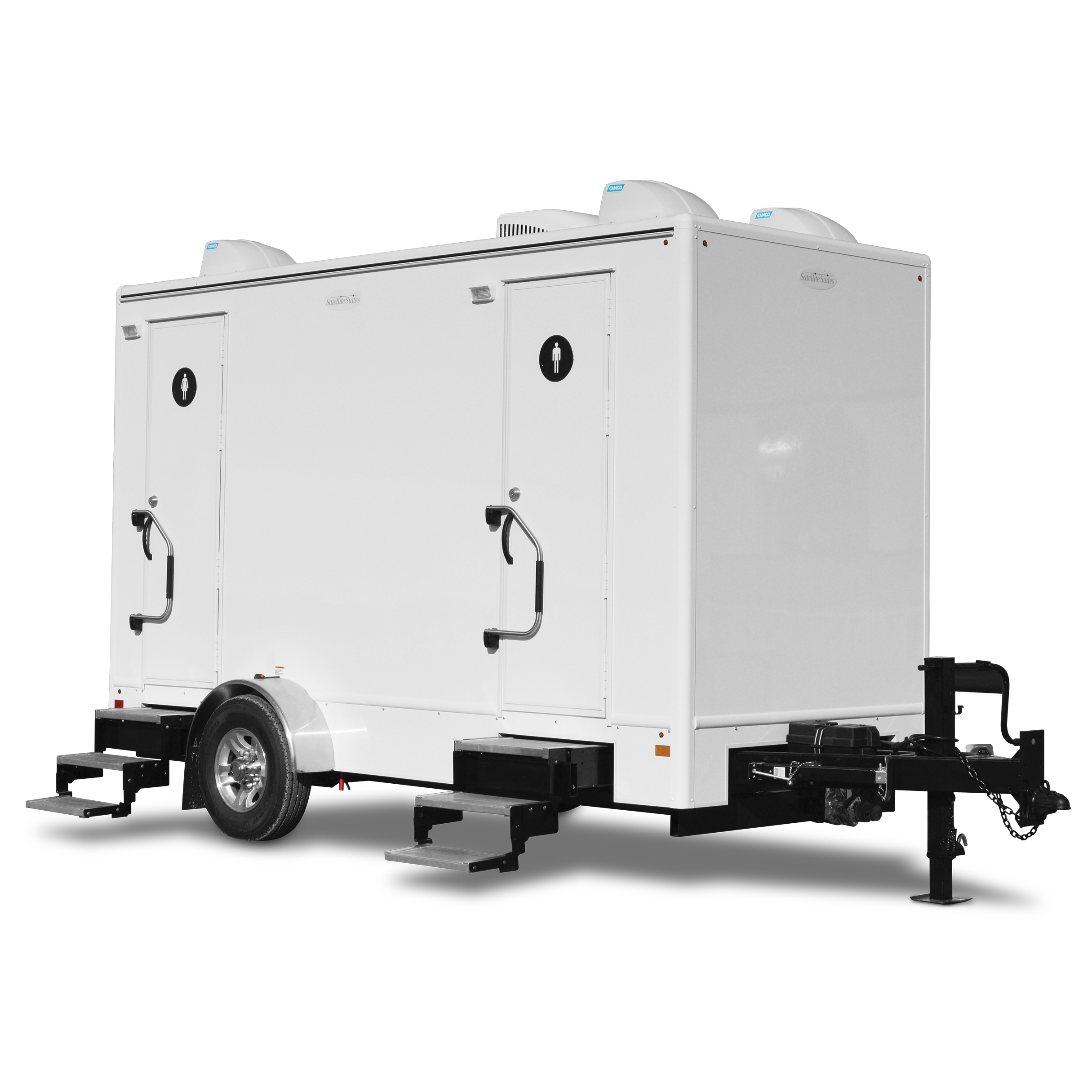 Satellite restroom trailer