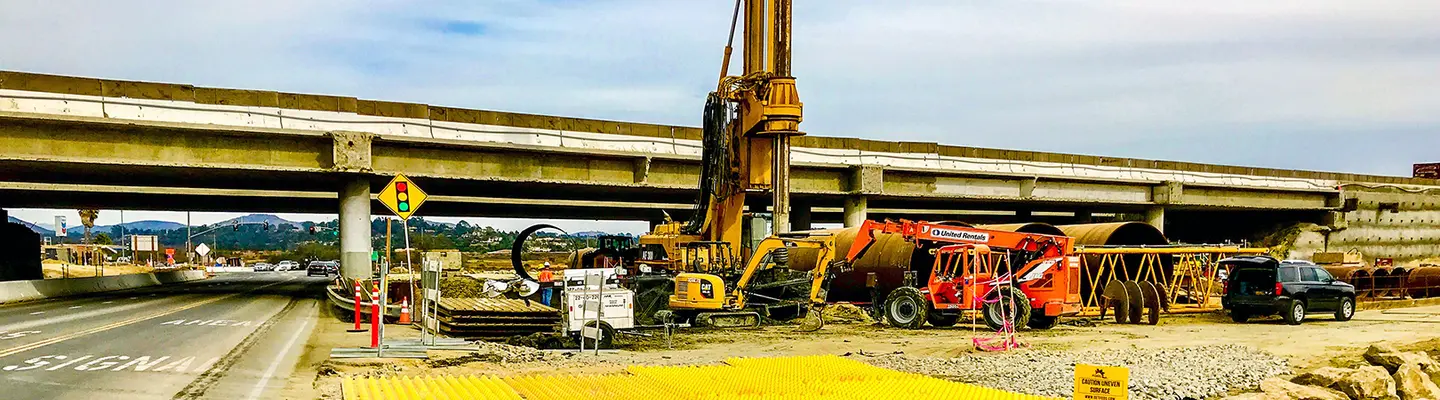 construction site with ground protection mats