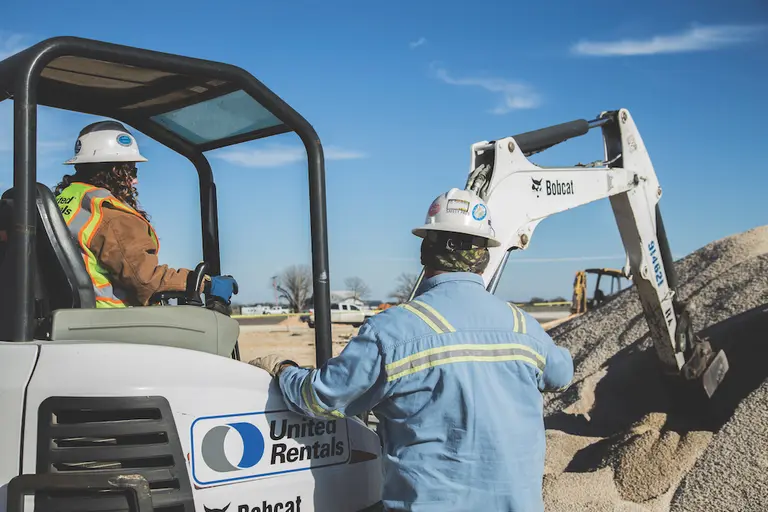 workers with excavator