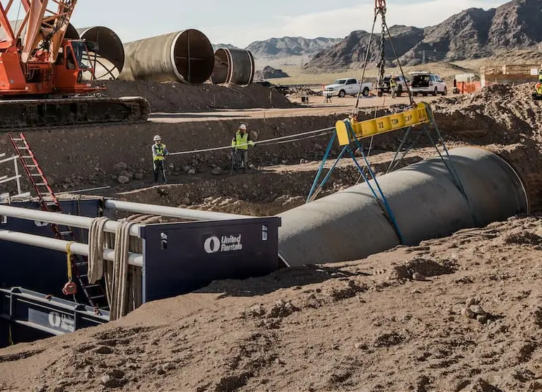Work site with trench safety equipment