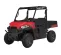 Red and black Polaris Ranger 2-seat UTV