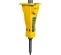 Yellow and gray ATLASCOPCO 500 lb. Hydraulic Breaker Attachment for Mini Excavator
