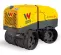 Yellow Wacker-Neuson walk-behind tandem padfoot drum trench compaction roller