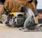 Yellow and gray and black DEWALT Circular Saw, 7-1/4 in., Worm Drive, Electric Powered