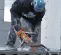 Orange, black and silver HUSQVARNA Concrete Cut-off Saw, 9 in., Gas Powered