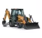 Orange and gray Case Backhoe Loader with 15 foot Dig Depth