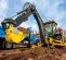 Yellow and gray JOHN DEERE 108-116 HP Backhoe Loader, 15-16 ft. Dig Depth, Extendahoe