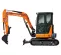 Orange, gray and black HITACHI 7,000-10,000 lb. Mini Excavator, Zero Tail Swing