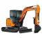 Orange, gray and black HITACHI 10,000-12,000 lb. Mini Excavator