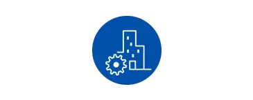 building with gear icon