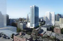 modular construction building drone view