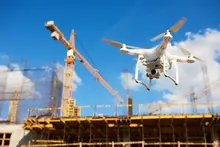 drone over industrial jobsite