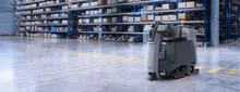 floor scrubber in warehouse
