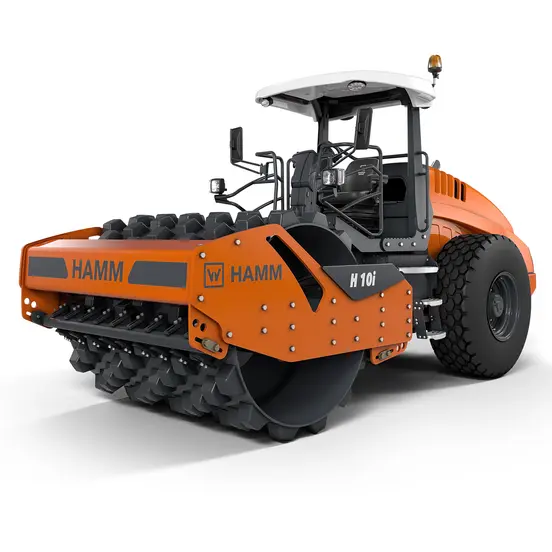 Orange and black Hamm 80-89 in. 27.5 ton Ride-on Single Padfoot Drum Vibratory Roller