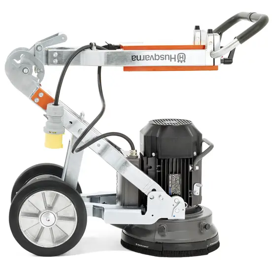 Silver and orange and black HUSQVARNA Walk-behind Concrete Grinder, Single Head, Electric Powered