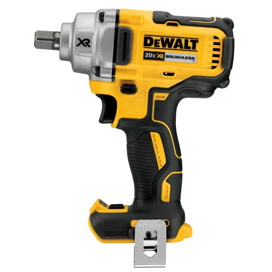 Yellow and black and silver DEWALT Impact Wrench, 1/2 in., Cordless Electric Powered