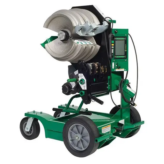 Green and black and silver GREENLEE Pipe Bender, 1/2 in. to 2 in., Electric Powered, Programmable