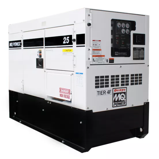 White and black MULIQUIP 16-25 kW Towable Generator, Tier 4 Diesel