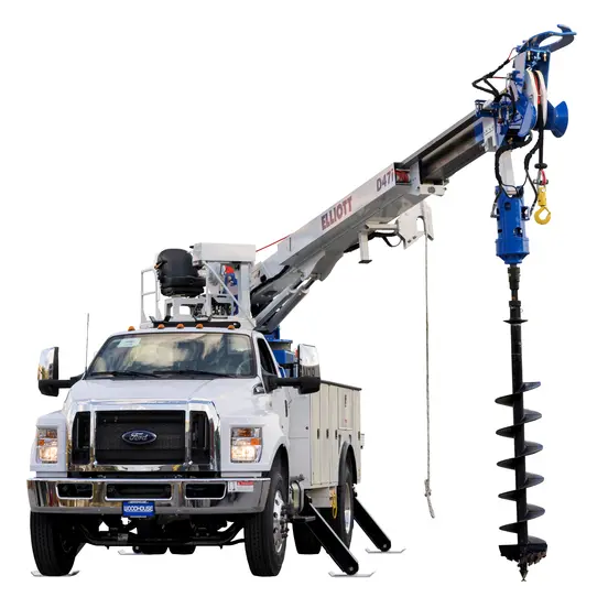 White Elliott 47 ft. Digger Derrick Truck