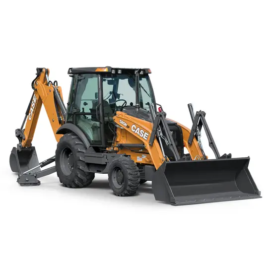 Orange and gray CASE 60-90 HP Backhoe Loader, 14 ft. Dig Depth, Extendahoe