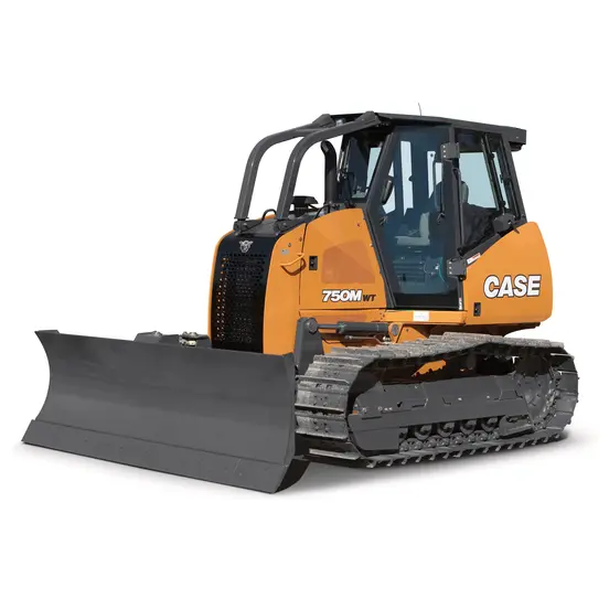 Orange and black Case bulldozer with low ground pressure