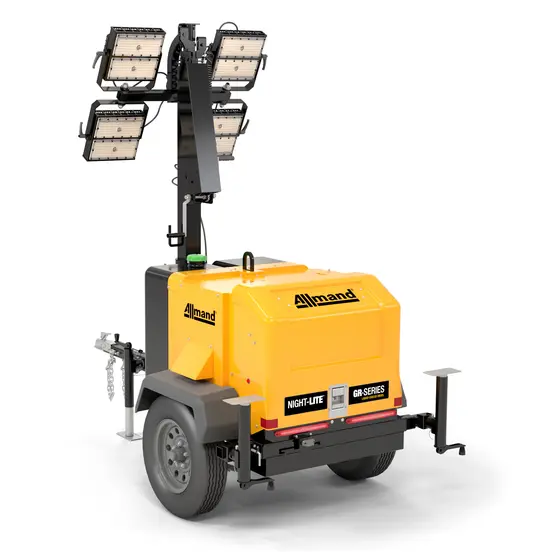 Yellow and black Allmand electric Towable Light Tower
