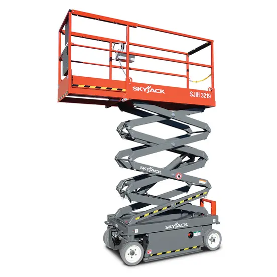 Orange Skyjack 19 ft. Scissor Lift, Electric, Narrow